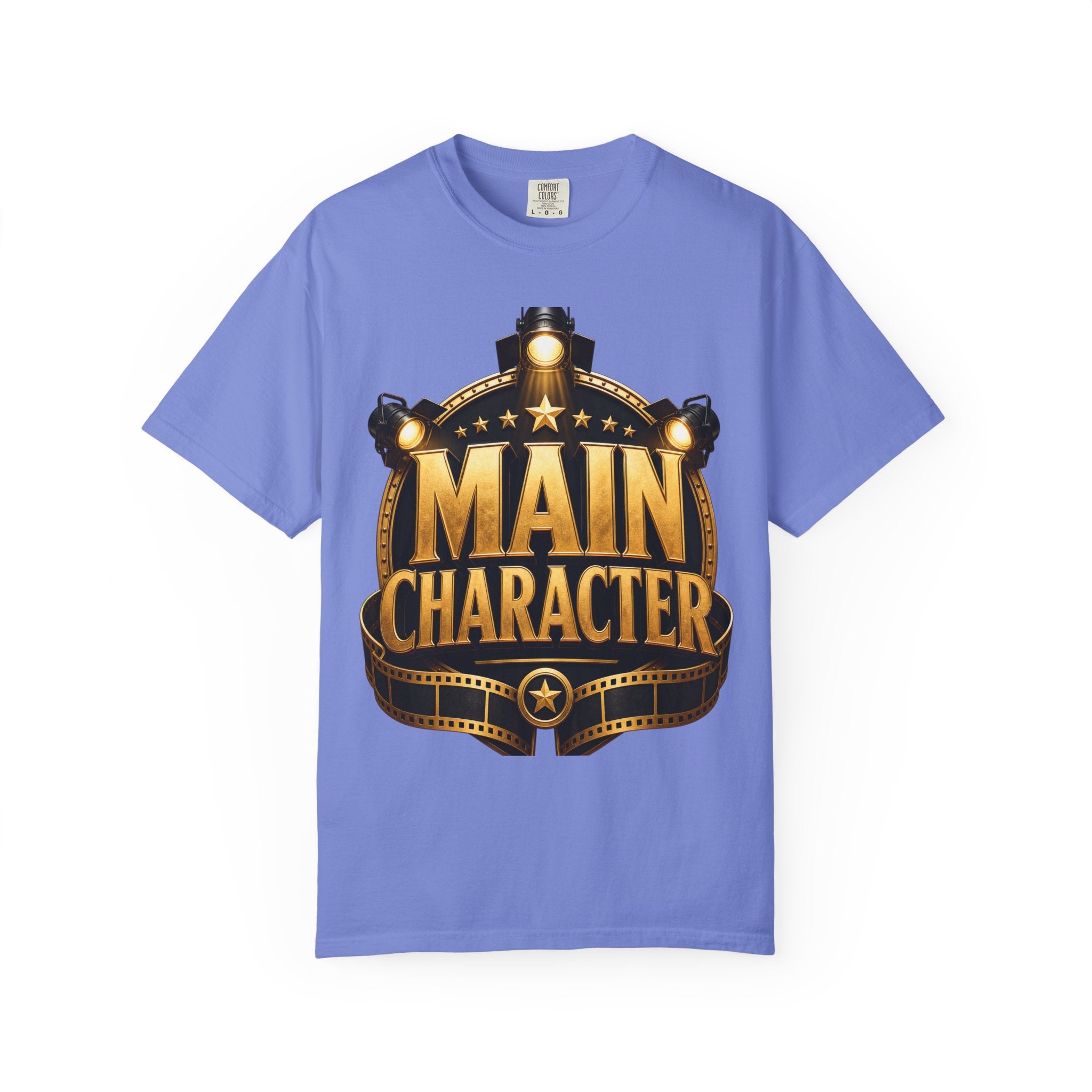 Main Character Graphic T‑Shirt — Gold Film Badge Design