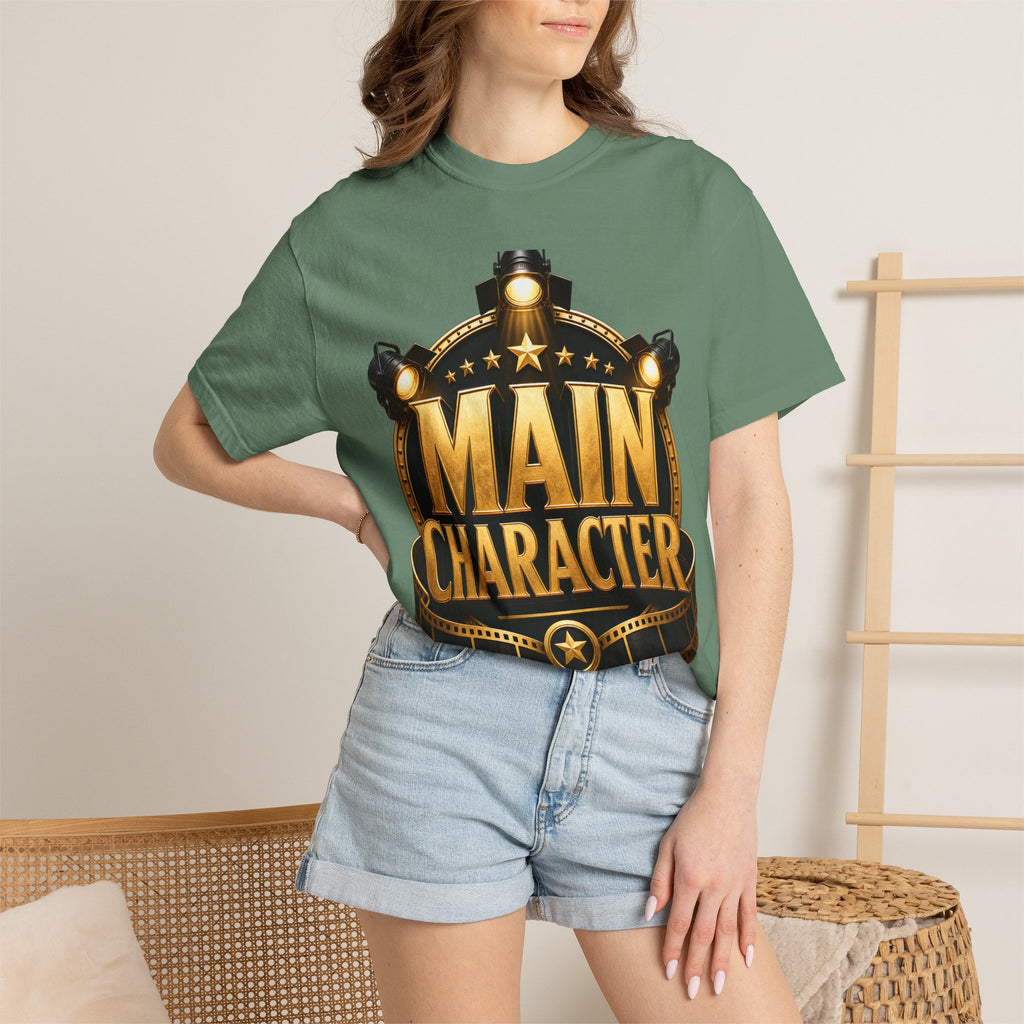 Main Character Graphic T‑Shirt — Gold Film Badge Design