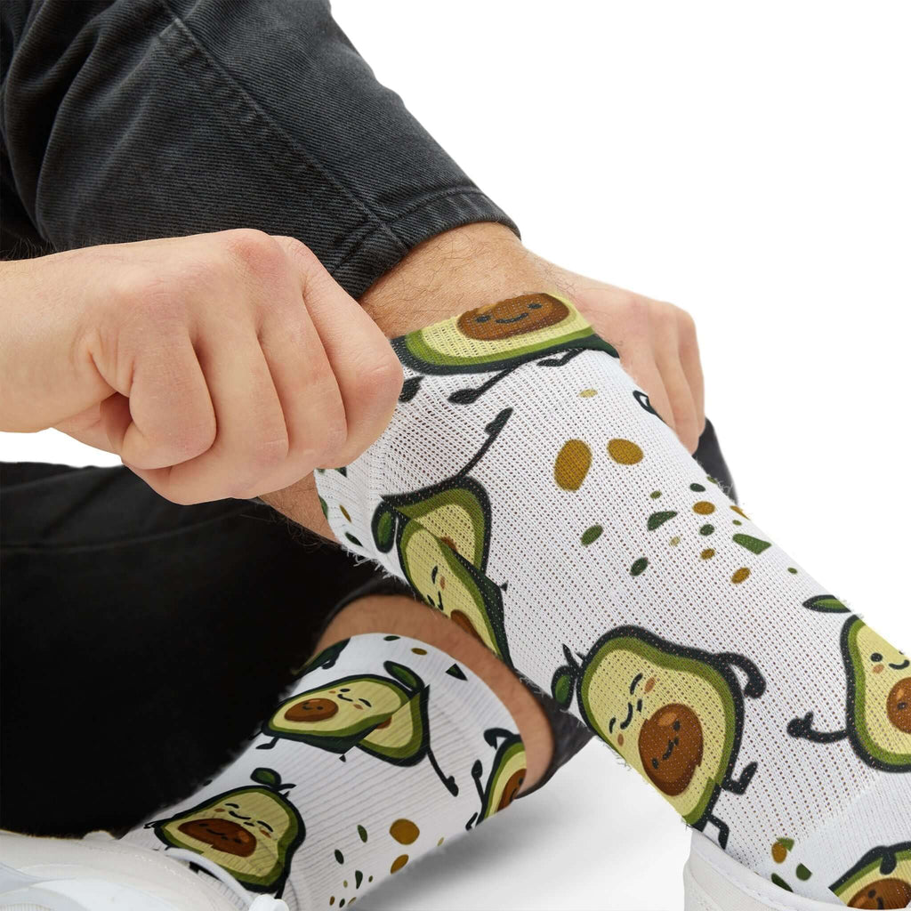 Avocado Pattern Sublimation Socks — Cute Kawaii Avocado Crew Socks for Women & Men