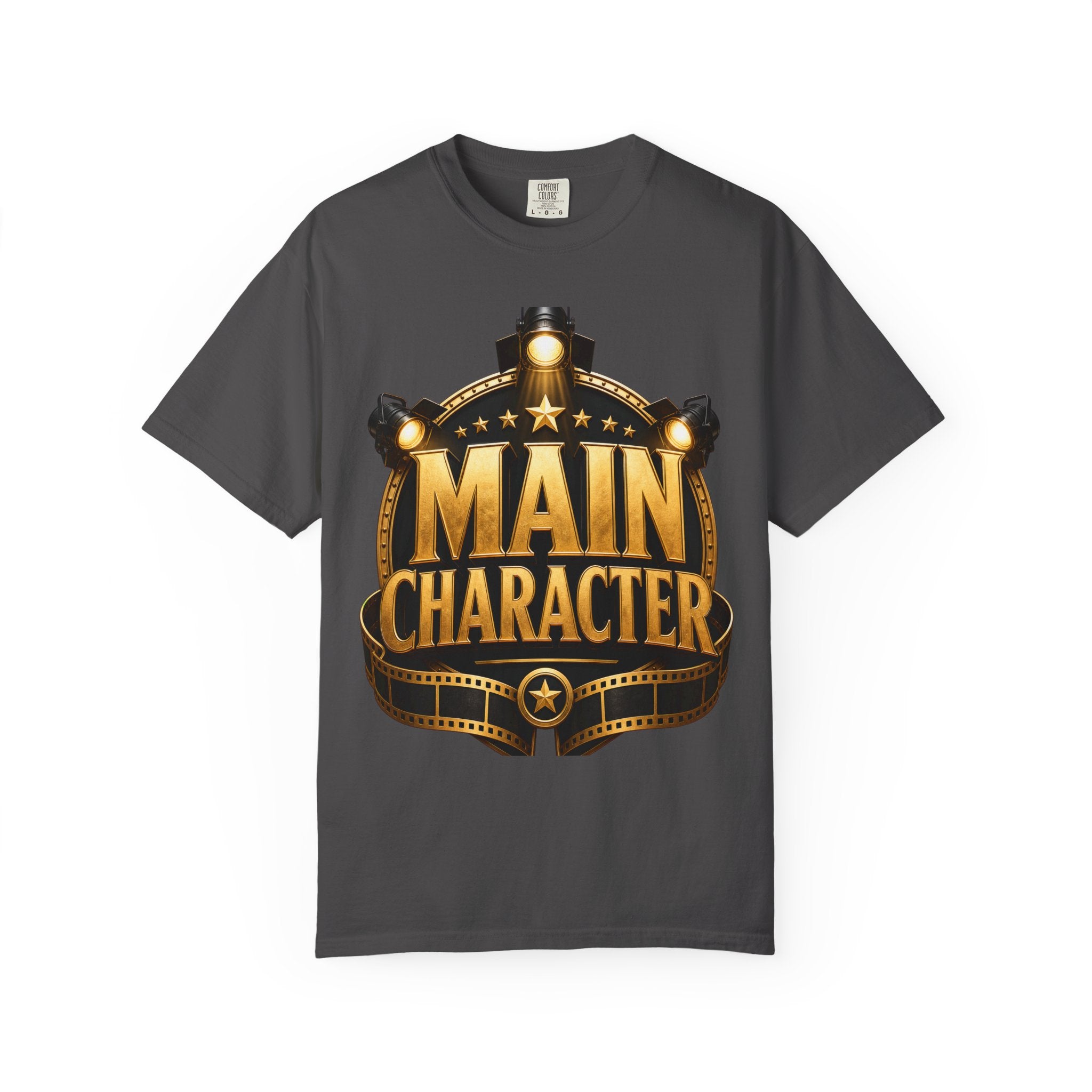 Main Character Graphic T‑Shirt — Gold Film Badge Design