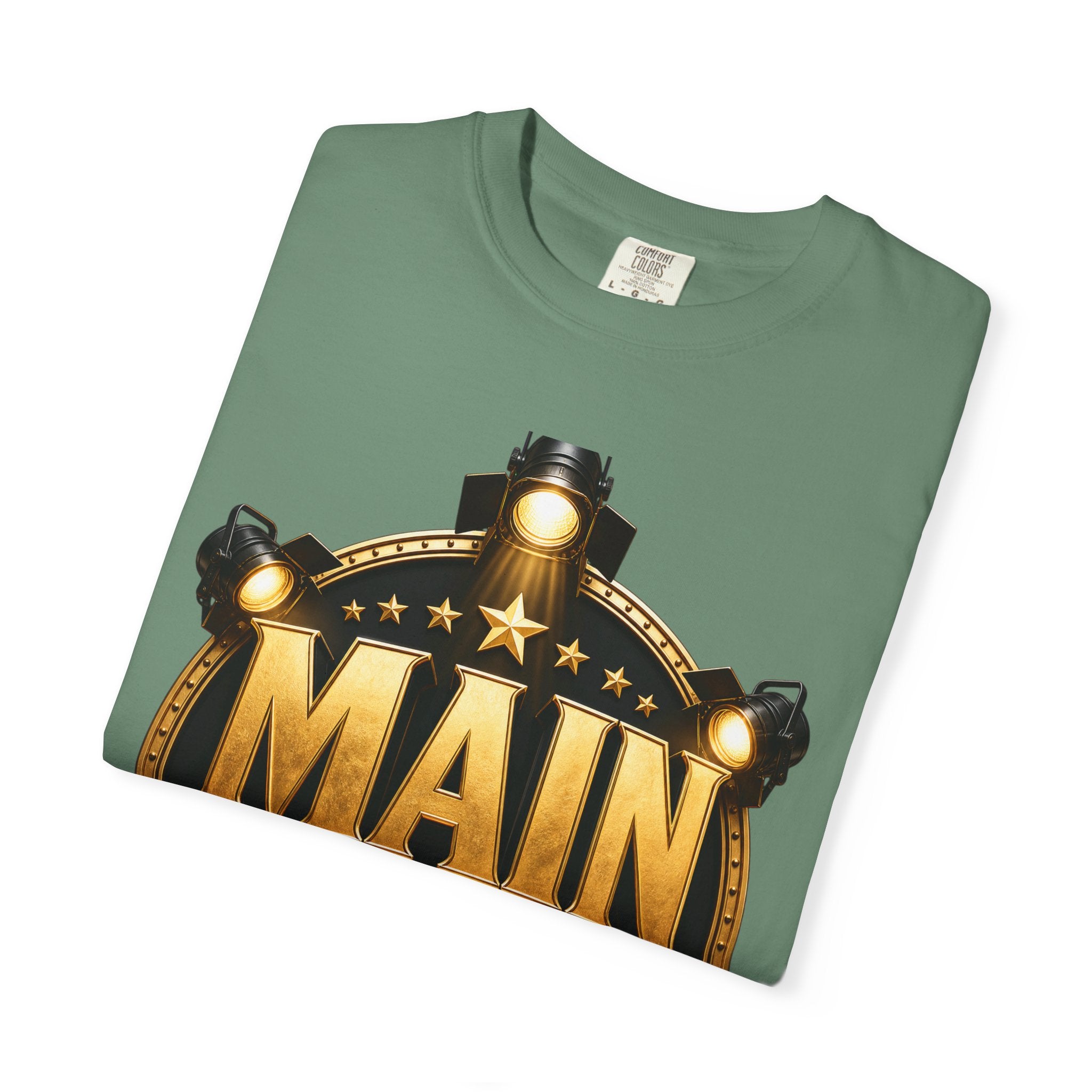 Main Character Graphic T‑Shirt — Gold Film Badge Design