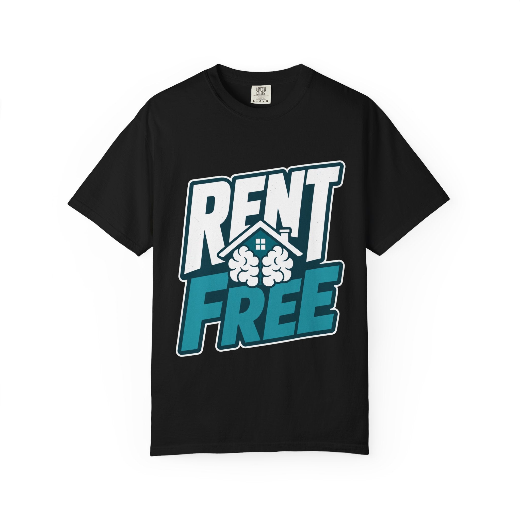 Unisex Rent Free Graphic T‑Shirt — Bold Retro House Design