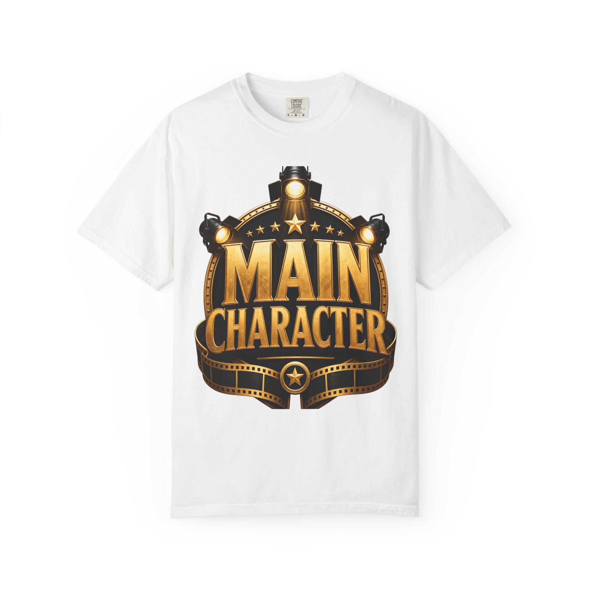 Main Character Graphic T‑Shirt — Gold Film Badge Design