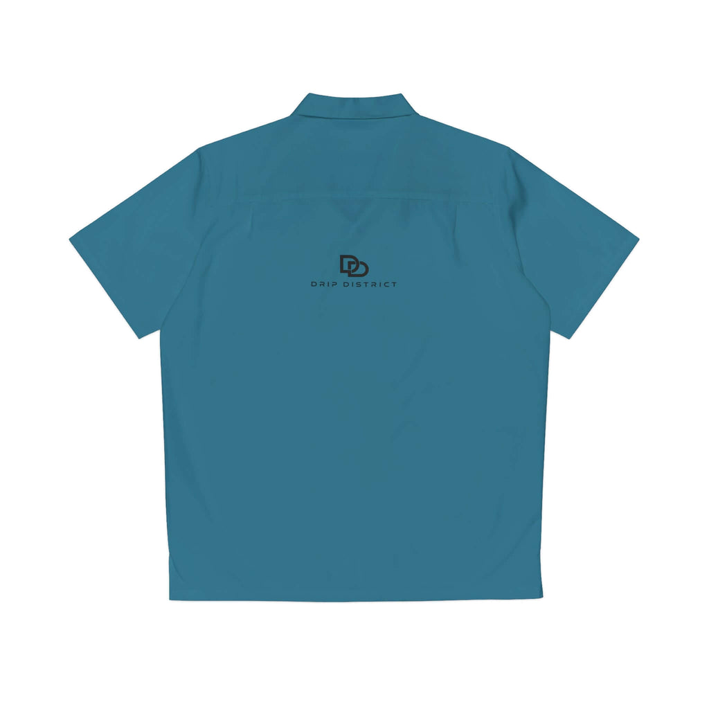 Tropical Blue Hawaiian Shirt — Men’s Leaf Pattern Beach Camp Shirt