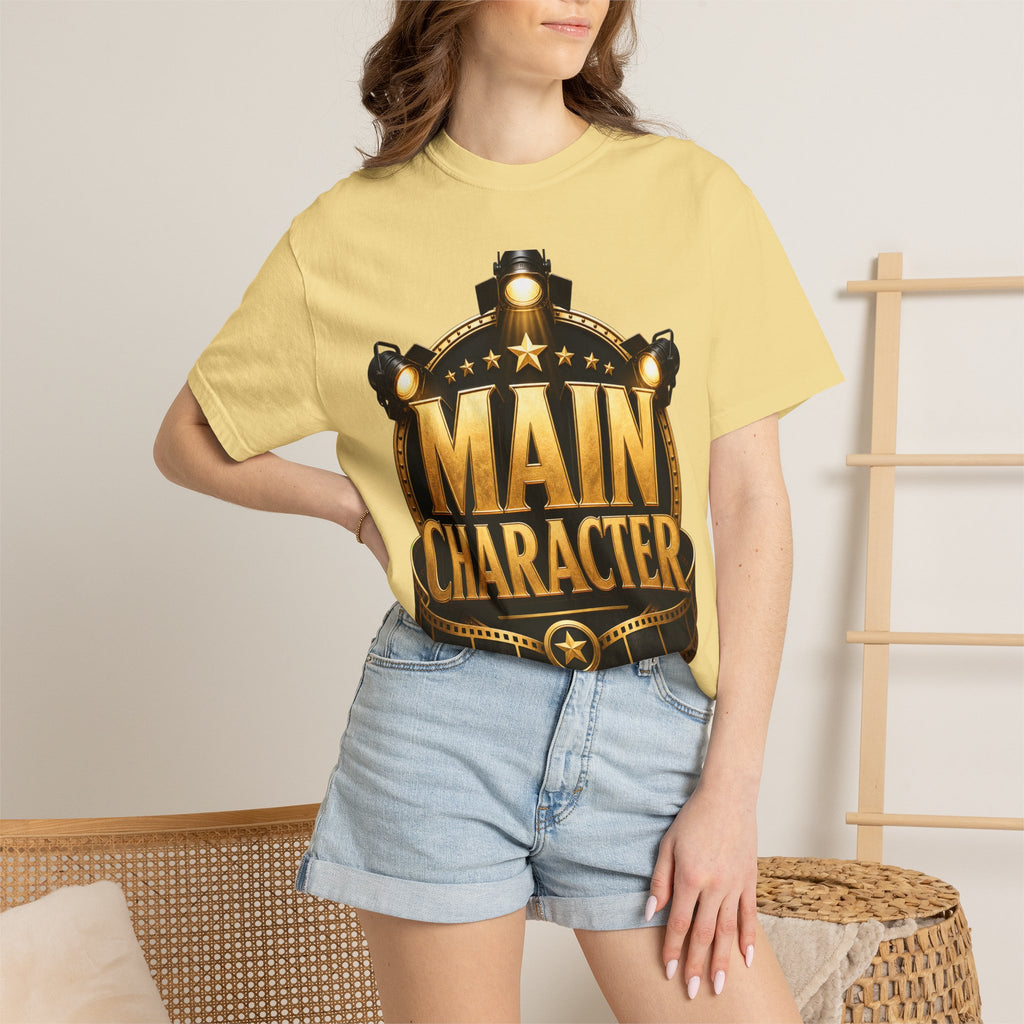 Main Character Graphic T‑Shirt — Gold Film Badge Design