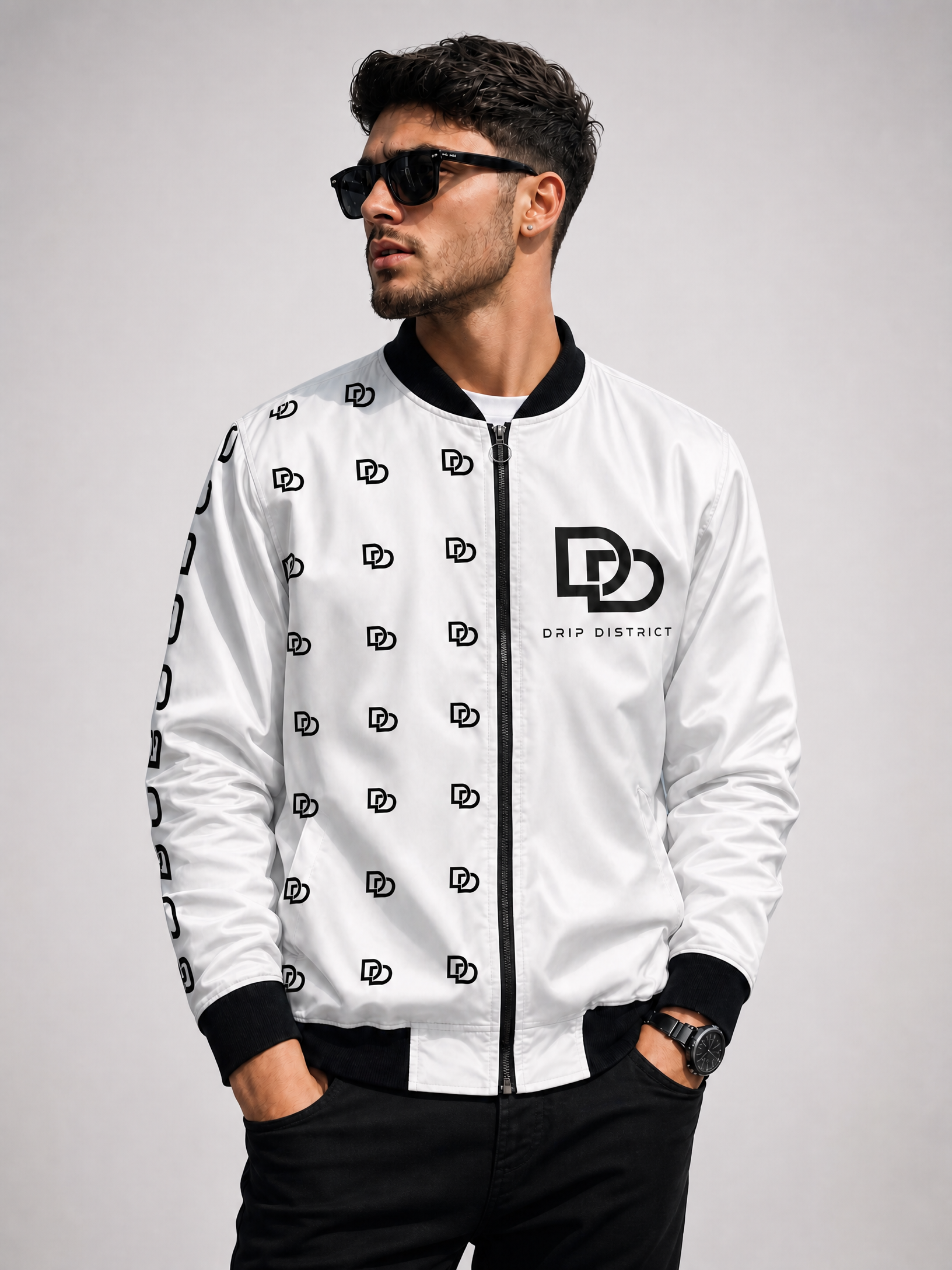 Unisex Stylish Grid Pattern Bomber Jacket
