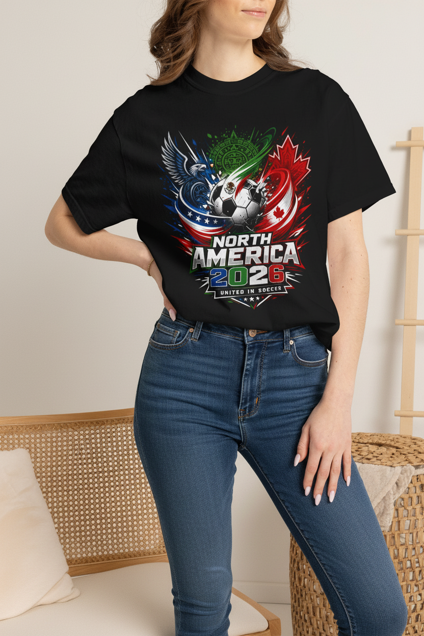 Unisex North America 2026 Soccer Tournament T-Shirt — USA Mexico Canada Football Fan Tee