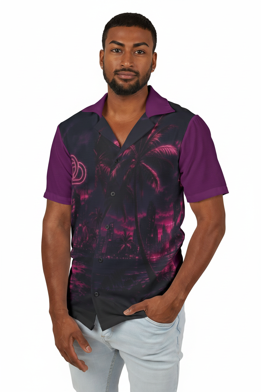Men's Vaporwave Hawaiian Camp Shirt