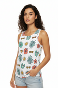Tropical Summer Tank Top — Floral & Flip-Flop All-Over Print