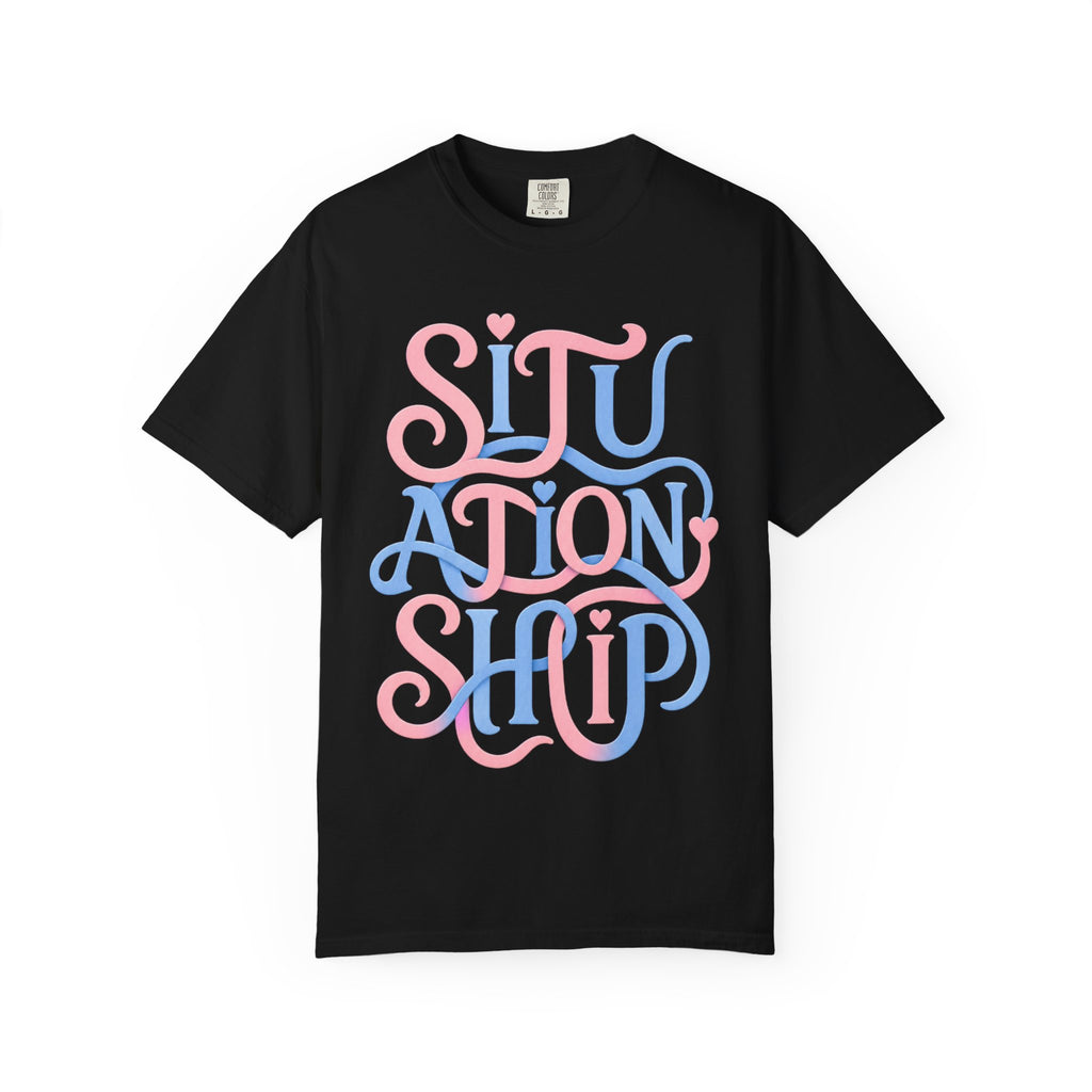 Situation Ship T-Shirt — Retro Script Pink & Blue Graphic Tee