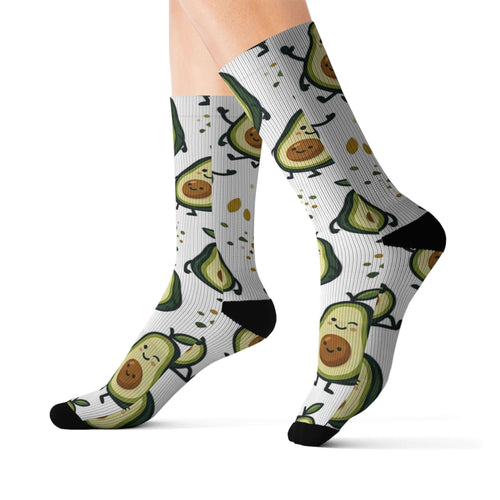 Avocado Pattern Sublimation Socks — Cute Kawaii Avocado Crew Socks for Women & Men