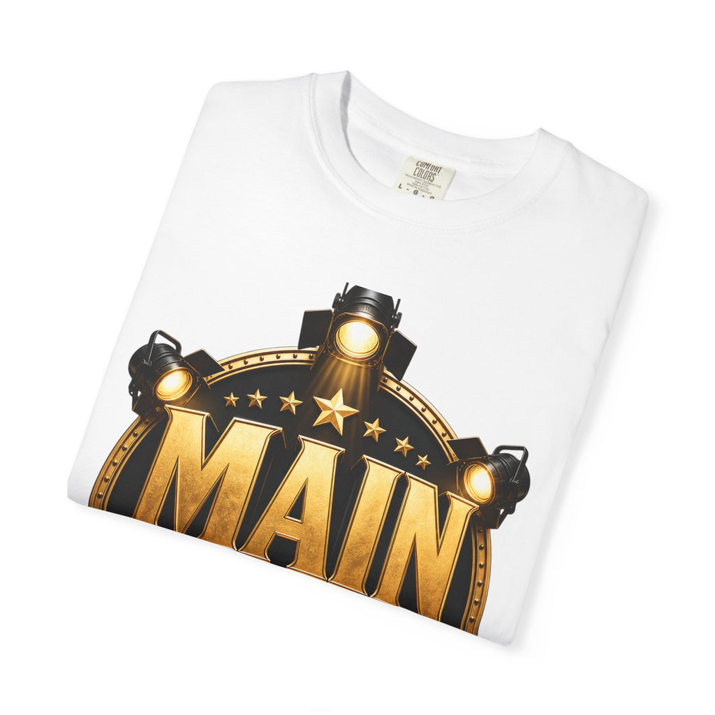 Main Character Graphic T‑Shirt — Gold Film Badge Design
