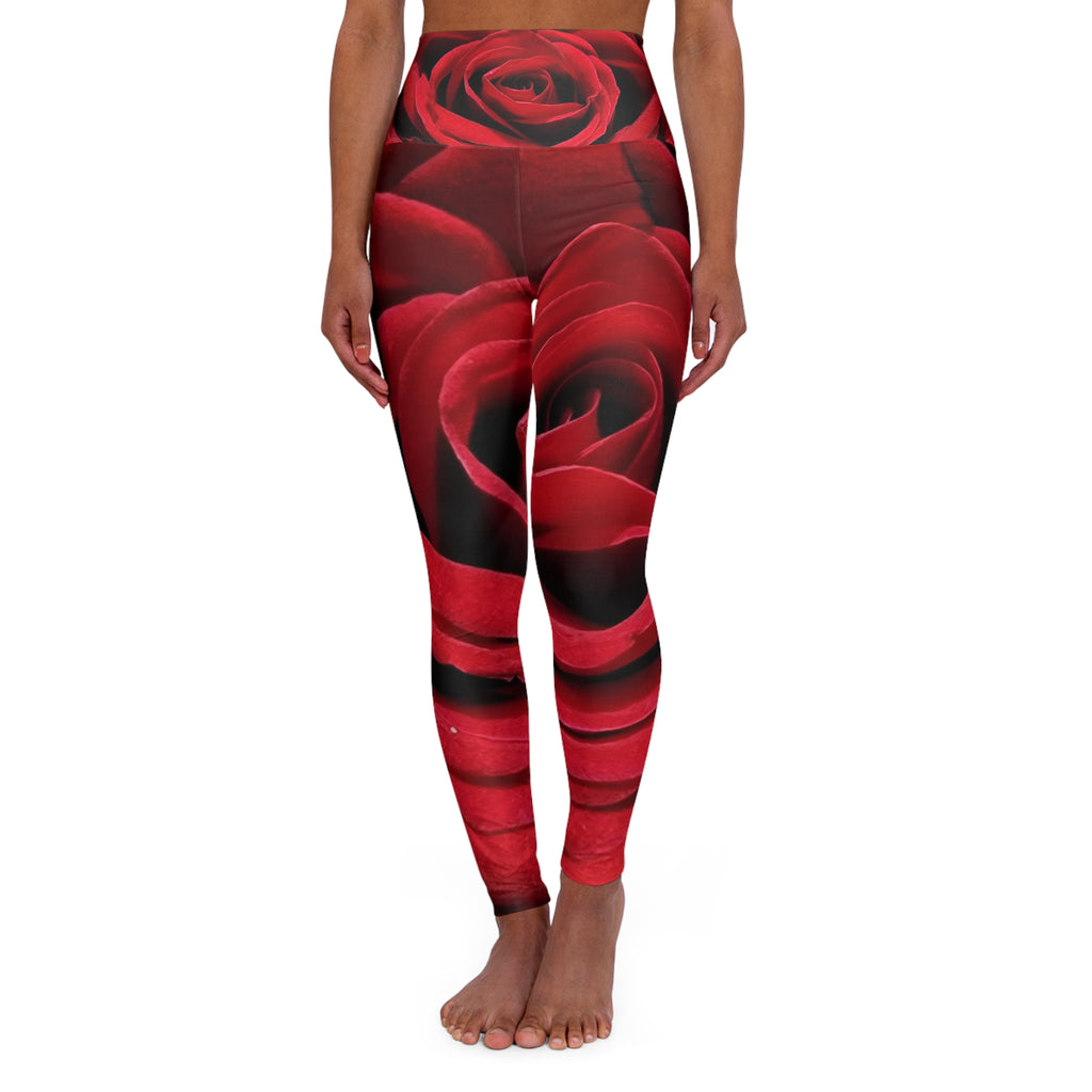Rose Print High-Waist Yoga Leggings