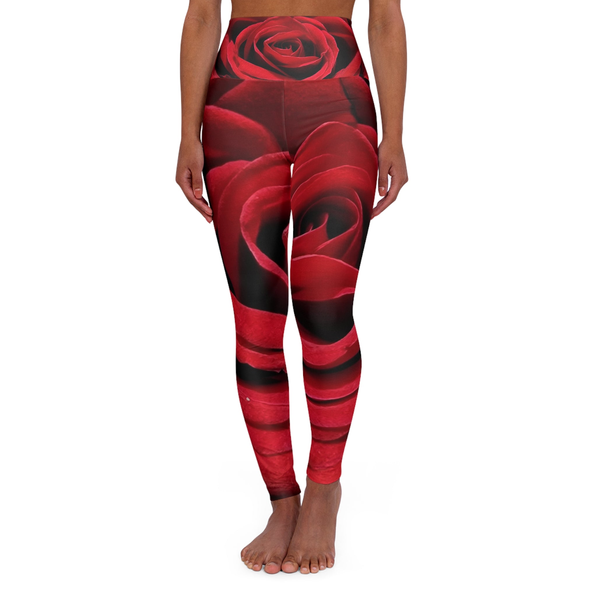 Rose Print High-Waist Yoga Leggings