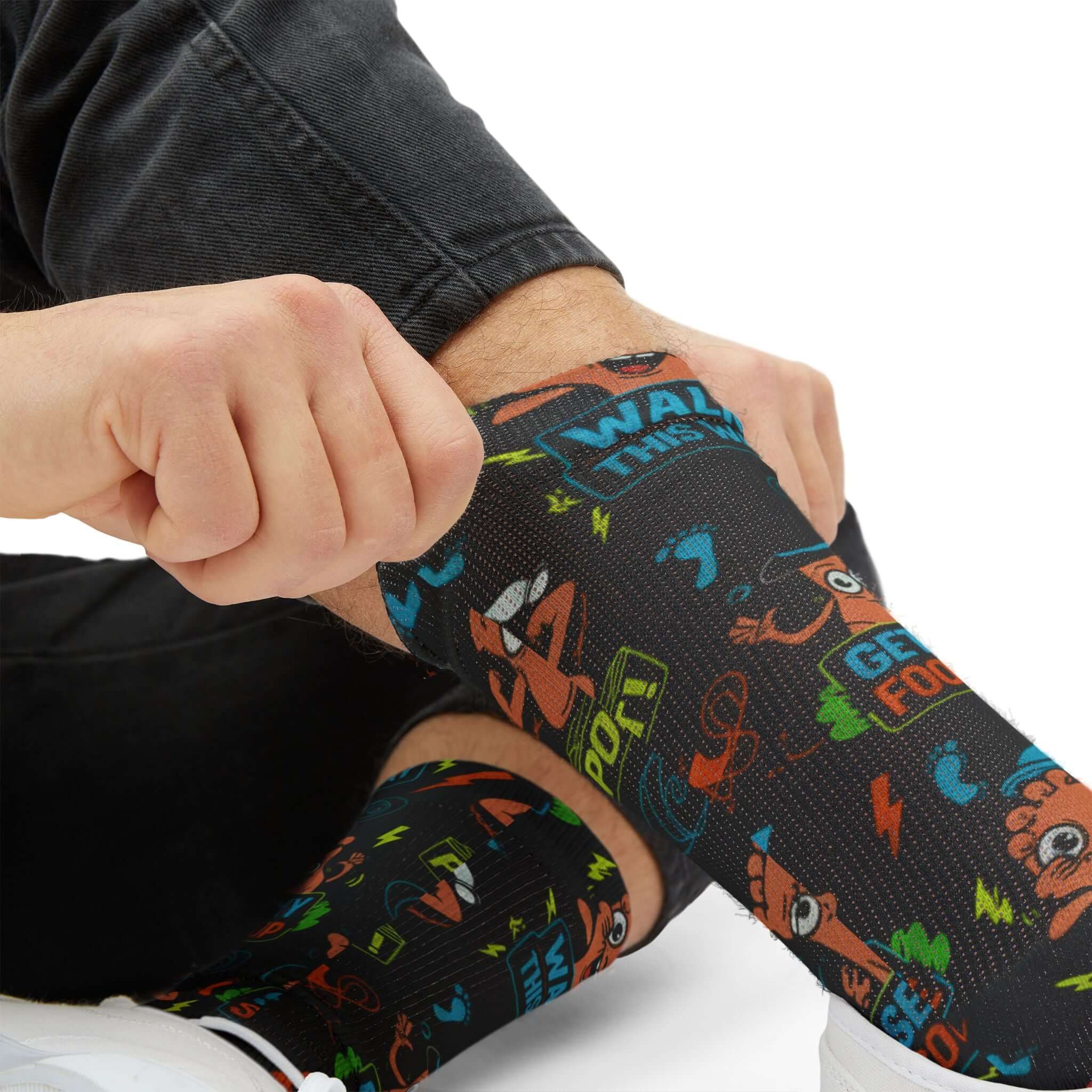 Funny Cartoon Podcast Socks — “Get My Foot Up” Sublimation Crew Socks
