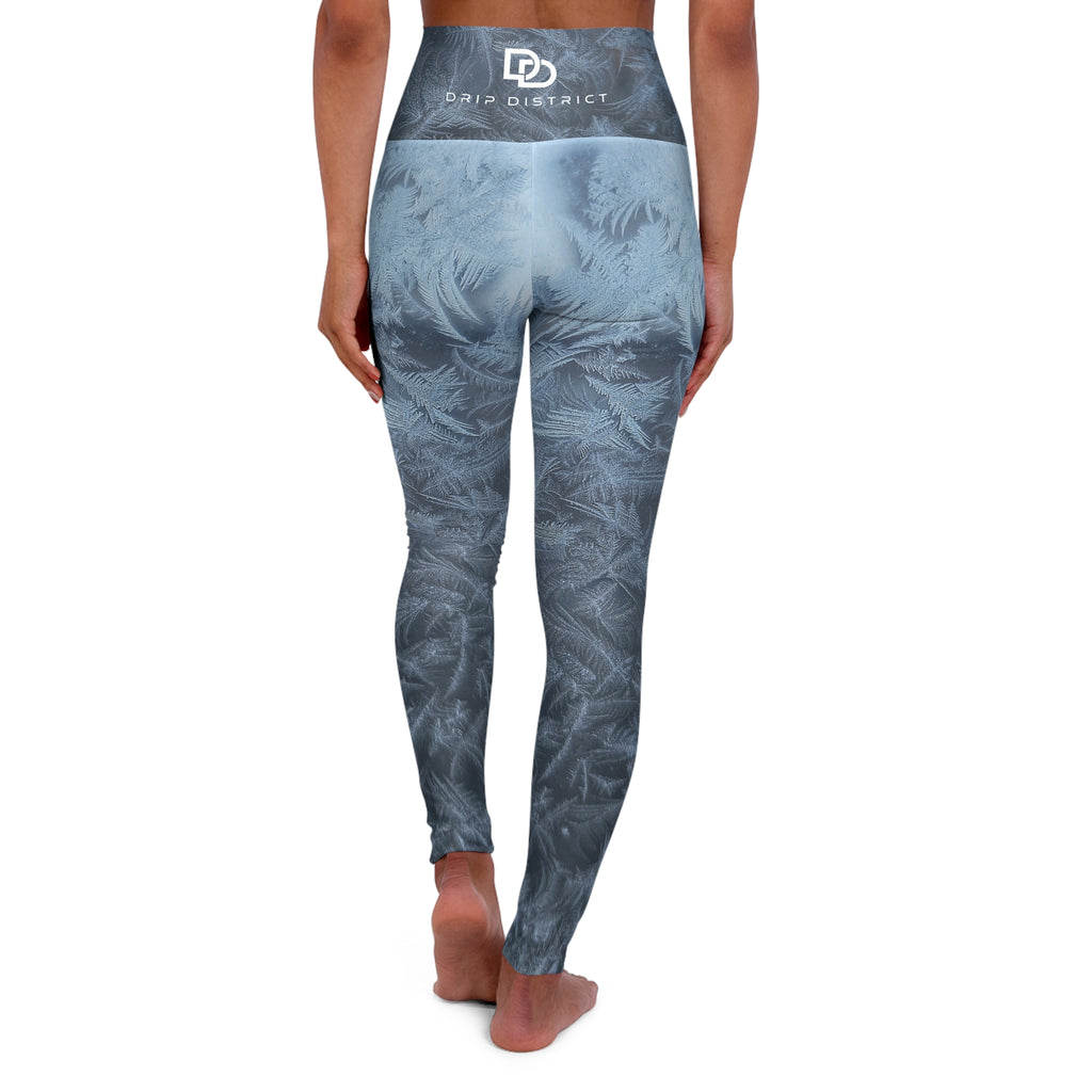 Ice Crystals Fern Frost High-Waist Yoga Leggings — All-Over Print Fitness Tights