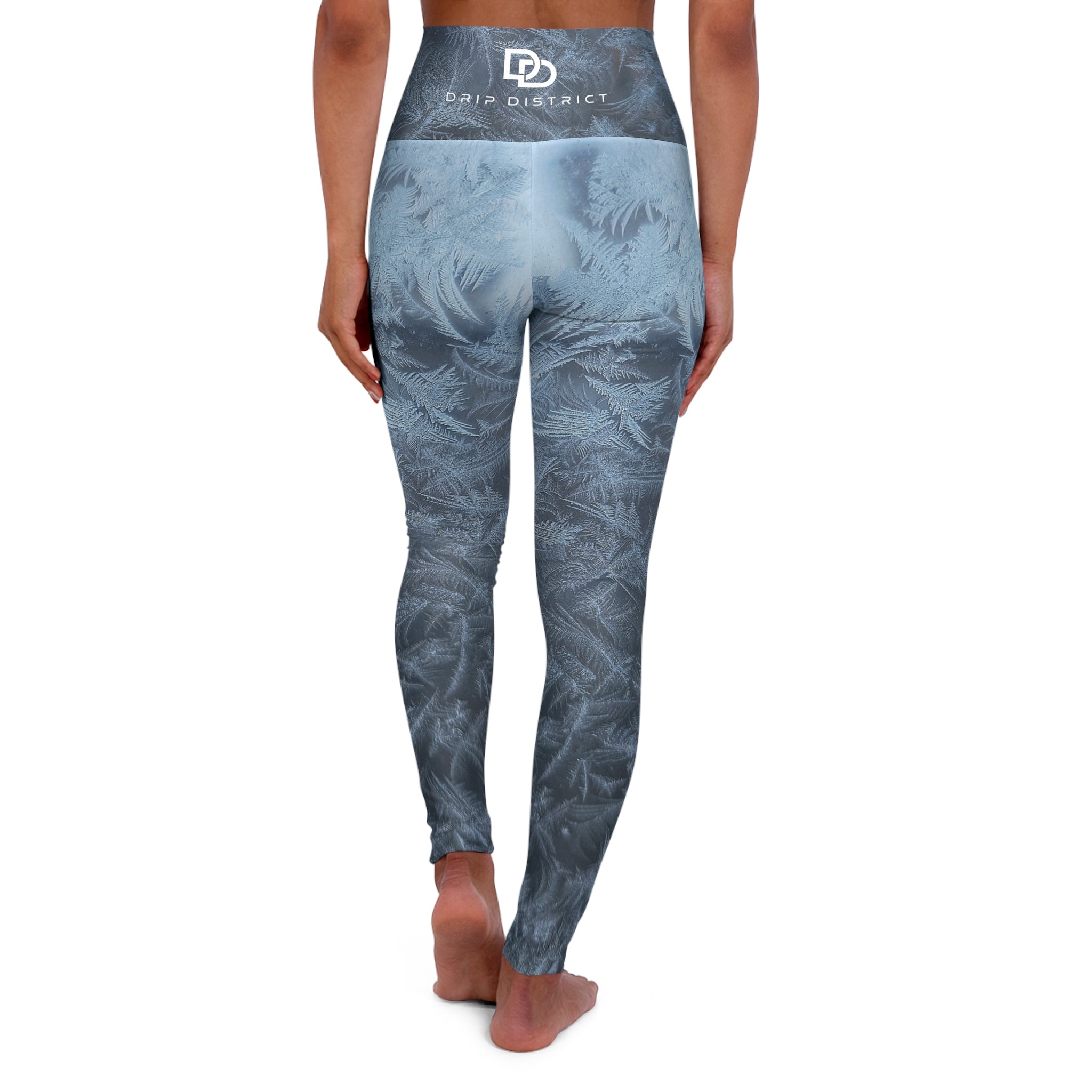 Ice Crystals Fern Frost High-Waist Yoga Leggings — All-Over Print Fitness Tights