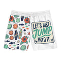 Men's Surf Swim Shorts — 'Let's Just Jump Into It' Tropical Print