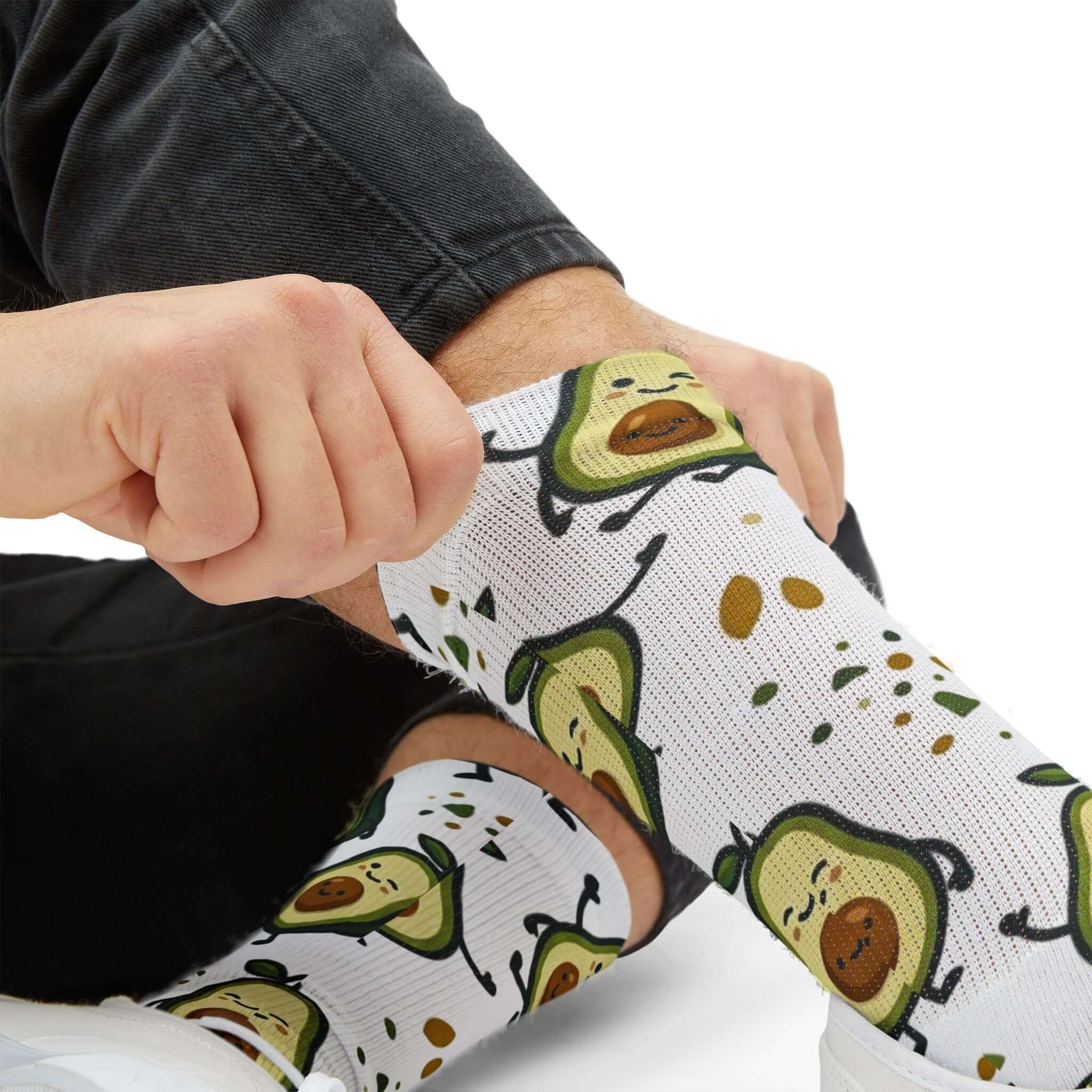 Avocado Pattern Sublimation Socks — Cute Kawaii Avocado Crew Socks for Women & Men