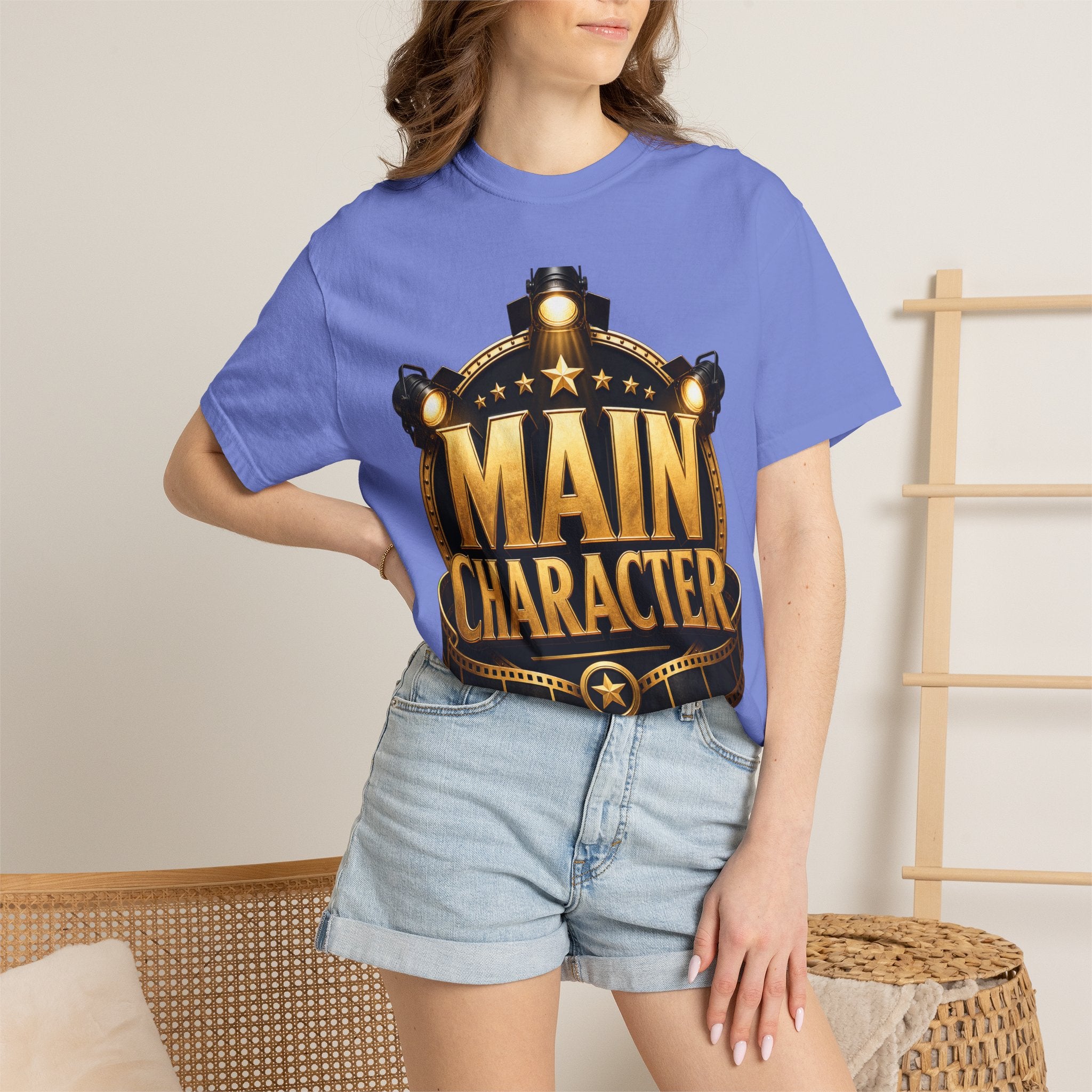 Main Character Graphic T‑Shirt — Gold Film Badge Design