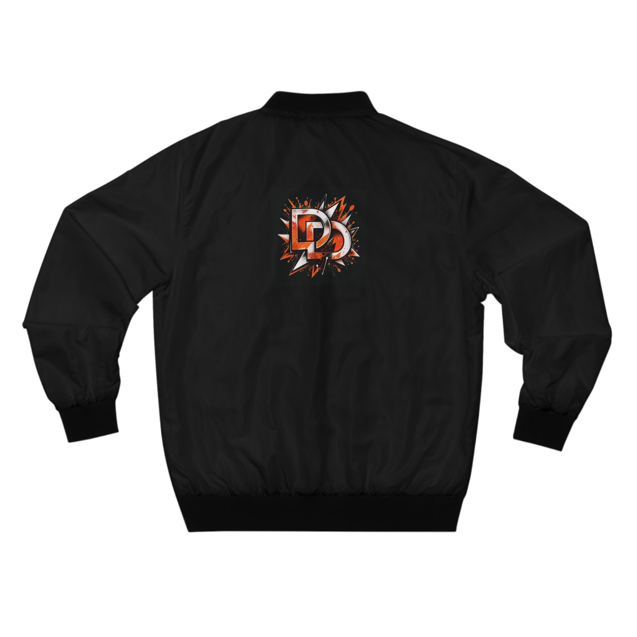 Unisex Orange Geometric Explosion Bomber Jacket