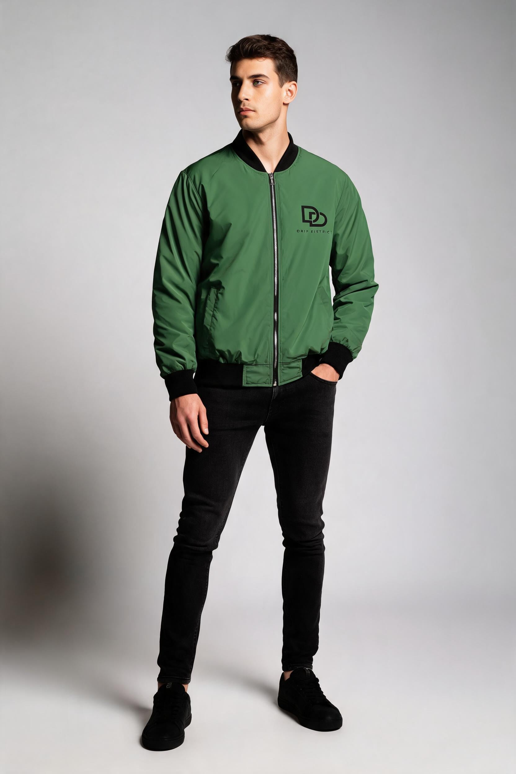 Unisex Olive Green Bomber Jacket