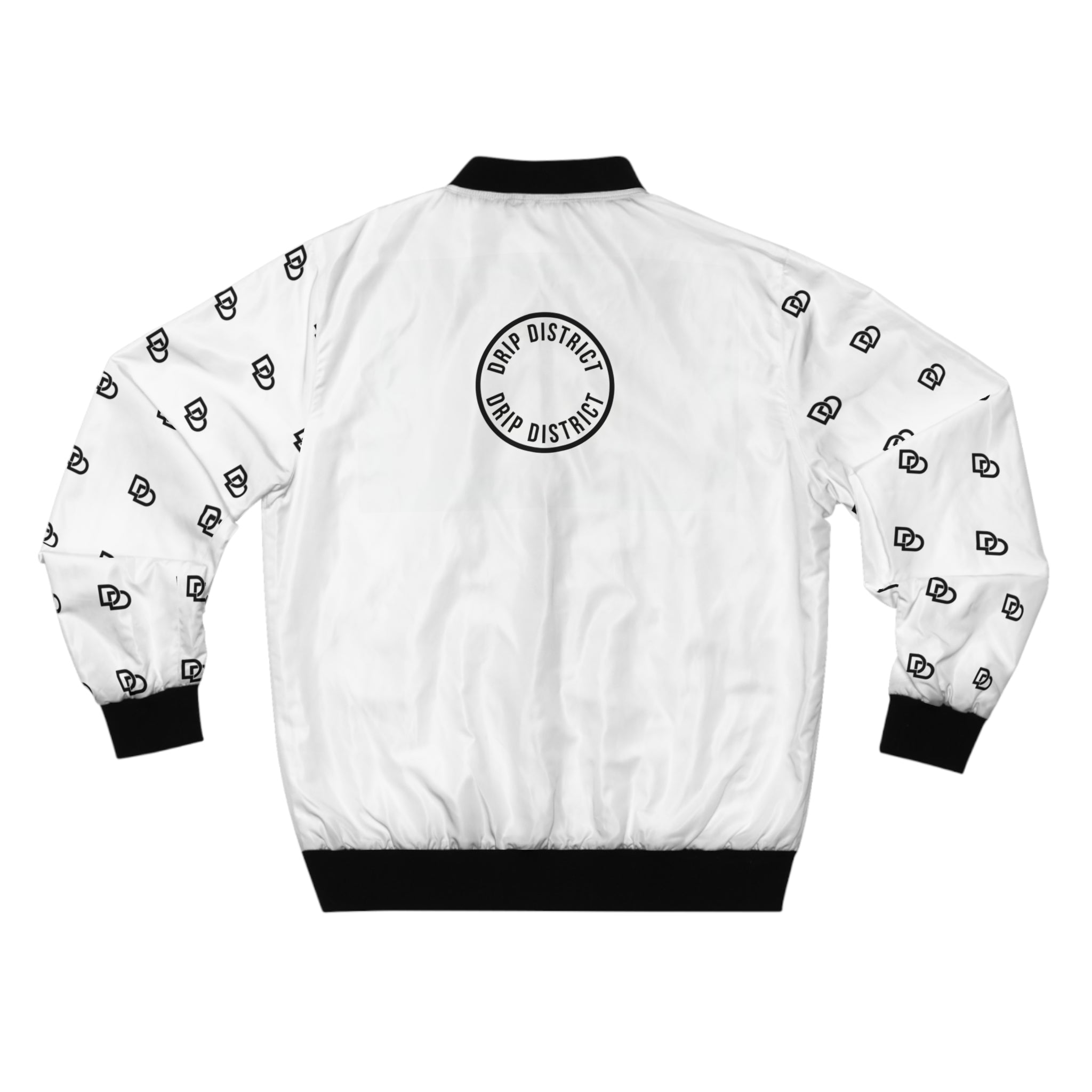 Unisex Grid Pattern Phantom Black & White Bomber Jacket